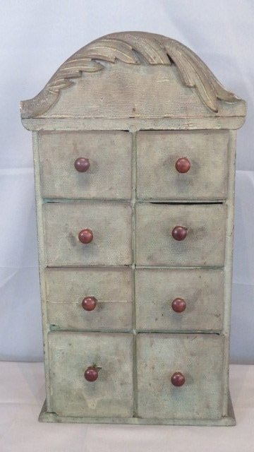 Late 19th century pine 8-drawer hanging spice cabinet (1 of 8)