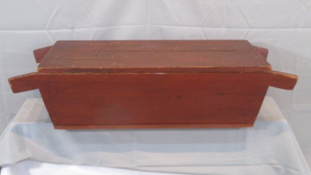 19th century pine dough box with lid in original red paint (1 of 5)