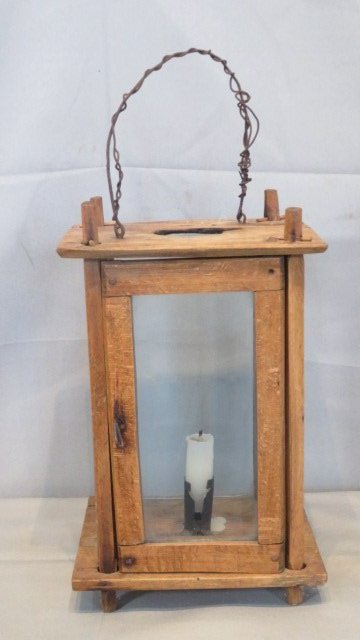 19th century wood and glass candle lantern (1 of 6)