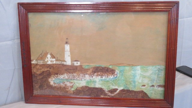 Watercolor on paper of a Maine lighthouse signed S.O. Plummer, Dec. 29, 1905 (1 of 8)