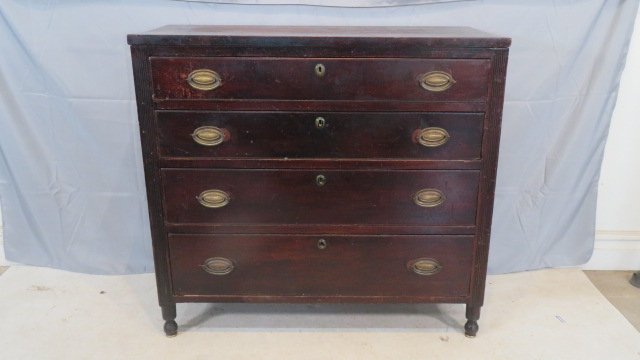 Ca 1830 cherry 4-drawer chest with fluted columns (1 of 6)