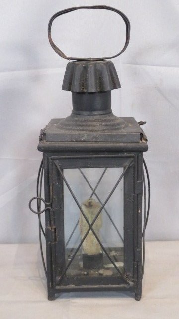 19th century tin and glass candle lantern (1 of 8)