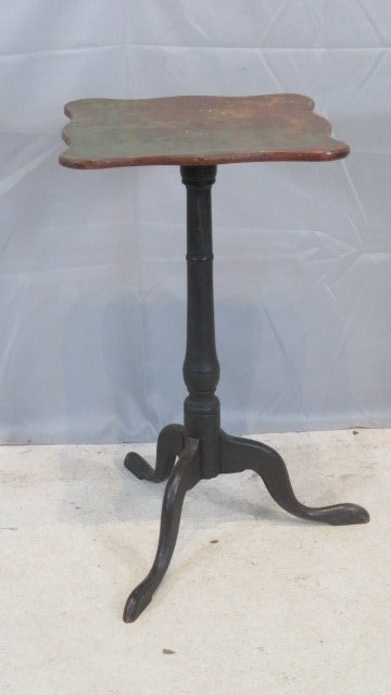 18th century New England candlestand in old black crackled paint (1 of 12)