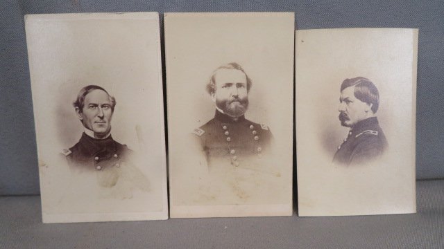 3 CDV Civil War images of Union Officers: 3 CDV Civil War images of Union Officers: Admiral Farragut, General Thomas, and Gen. McClellan, 4"T x 2.5"W