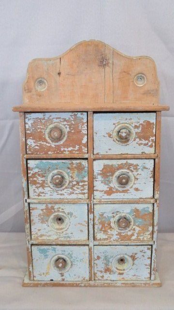 Early 20th century 8-drawer hanging spice cabinet (1 of 6)