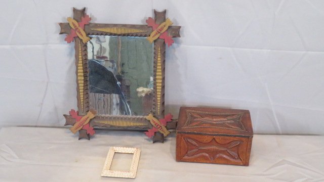3 pcs of folk-art, mirror, frame, box (1 of 8)