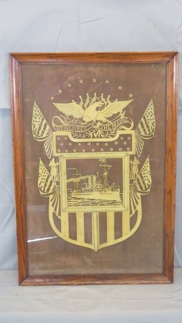 Folk art "Remember the Maine" made from baleen (1 of 6)