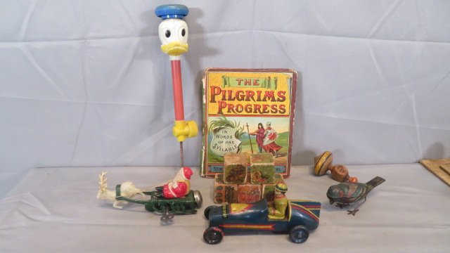 Group of 7 children's items, book, race car, Donald Duck, etc. (1 of 11)