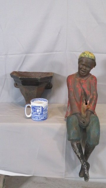2 - 19th century cast iron items, pond sitter and downspout (1 of 8)