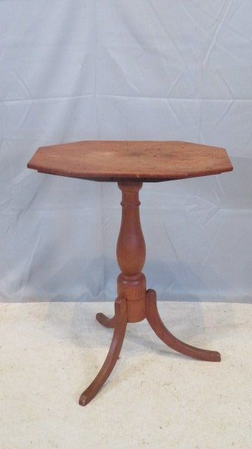 19th century cherry candlestand in red wash (1 of 7)