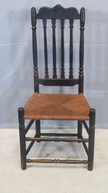 Early banister back side chair in old black paint (1 of 5)