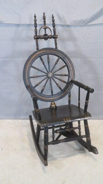 Folk art rocker made from spinning wheel (1 of 9)