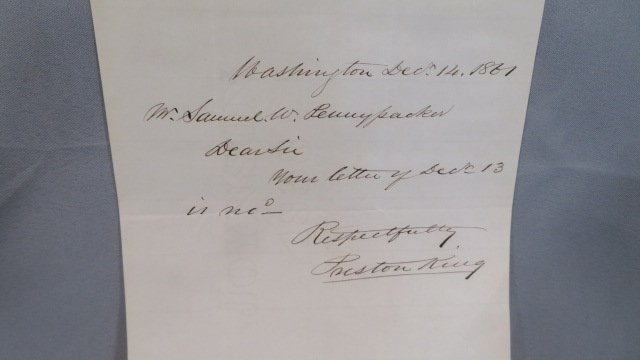 Preston King 1861 letter (1 of 2)