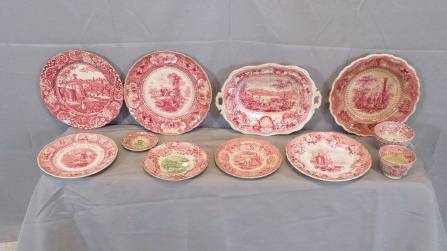 11 pcs. of 19th century English Staffordshire red transferware (1 of 6)
