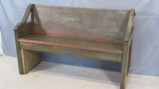 Late 19th century painted church bench (1 of 6)
