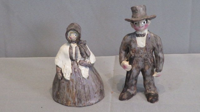 Overbeck sisters Cambridge City, IN figures (1911-1955): Overbeck sisters Cambridge City, IN figures (1911-1955), Quaker couple, signed, male is 6"T