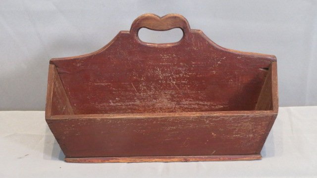 Early dovetailed utensil carrier in old red paint (1 of 4)