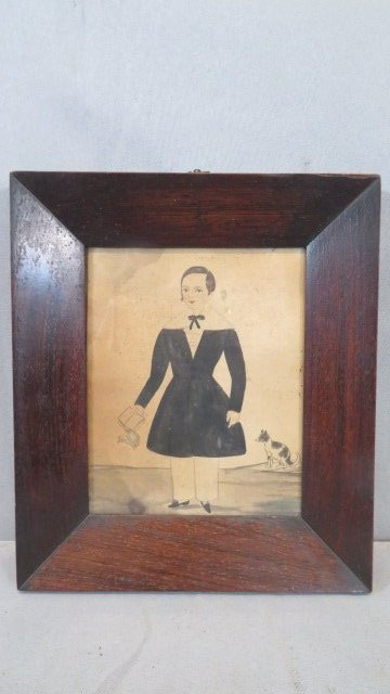Early 19th century watercolor portrait of young man with His Dog (1 of 7)