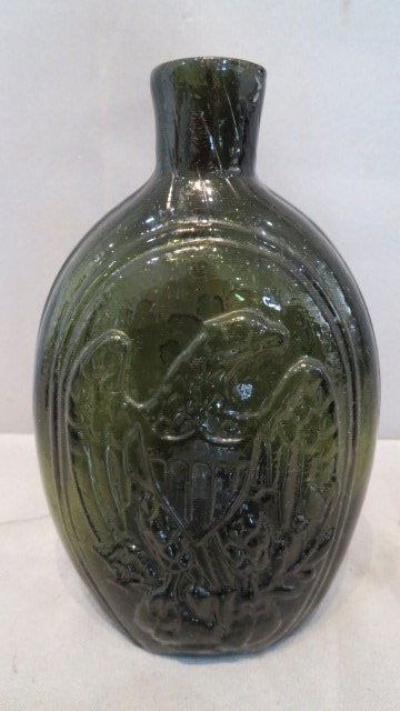 Early olive green Eagle flask (1 of 4)