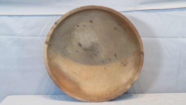 Early wooden turned dough bowl in old natural surface (1 of 5)