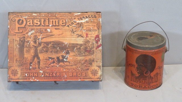 2 plug tobacco advertising tins (1 of 10)