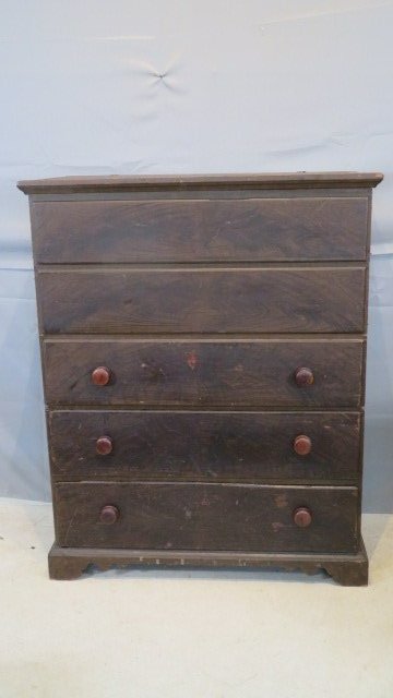18th century New England pine paint decorated 3-drawer blanket chest (1 of 8)