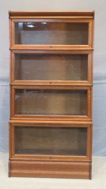 Macey oak 4 stack step back bookcase (1 of 1)