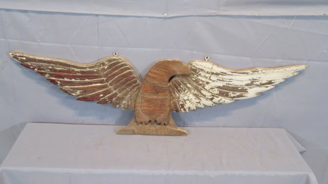 Early 20th century pine carved eagle and shield (1 of 6)