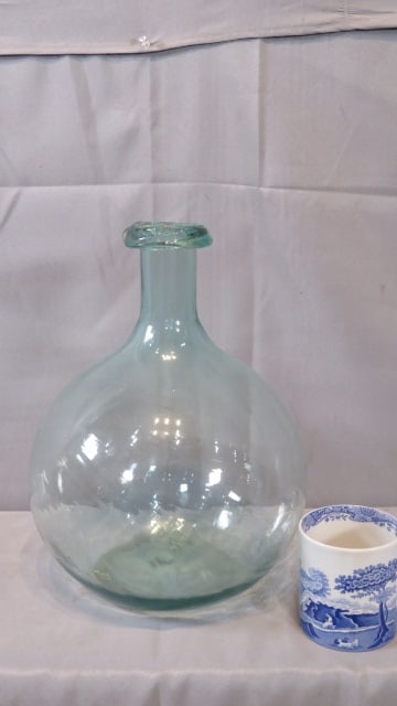 19th century hand-blown aqua ovoid bottle (1 of 4)