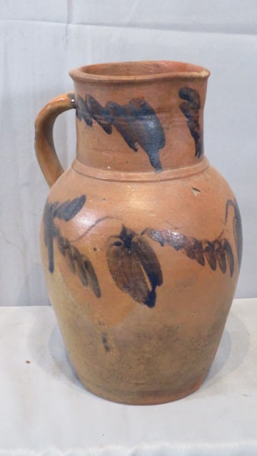 19th century PA blue decorated stoneware pitcher (1 of 6)