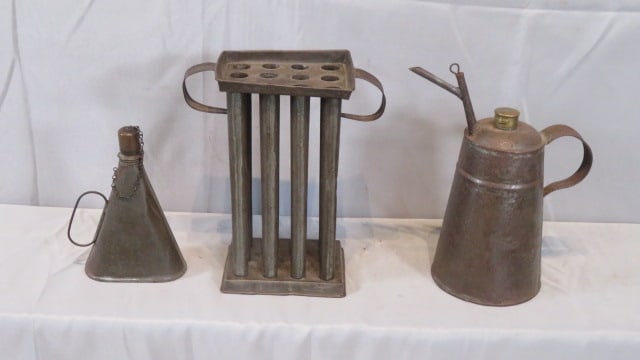 3 early tin lighting items (1 of 8)