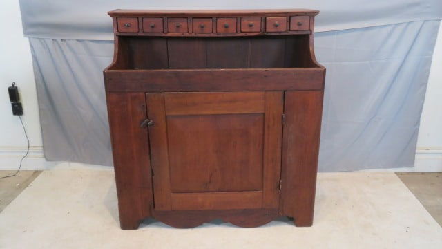 19th century cherry dry sink with 8 spice drawers and plate groove (1 of 8)