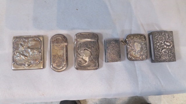 5 Sterling Silver match safes and 1 silverplate (1 of 4)