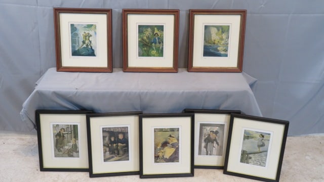 2 groups of framed and matted prints (1 of 9)