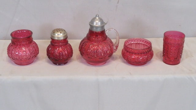 5 pcs of cranberry Leaf Umbrella glassware (1 of 4)