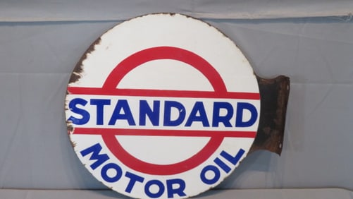 2-sided porcelain flange Standard Motor Oil sign