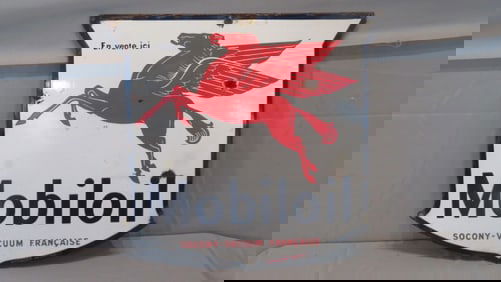 Porcelain French Mobiloil sign with Pegasus