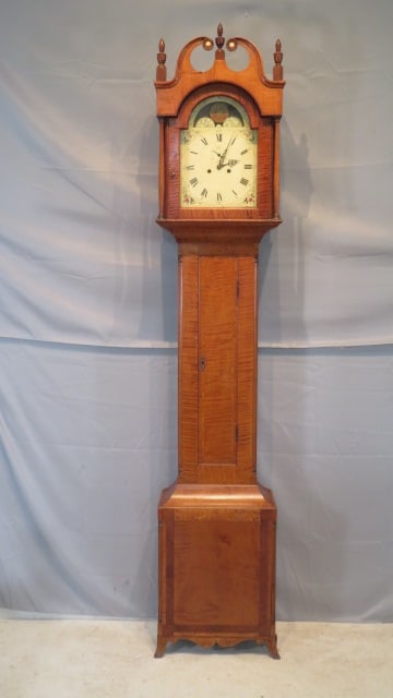 Early 19th century tiger maple Pa. tall case clock (1 of 17)