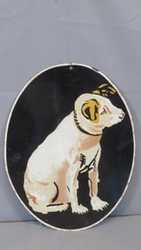 Oval porcelain sign of Nipper from RCA's His Master's Voice