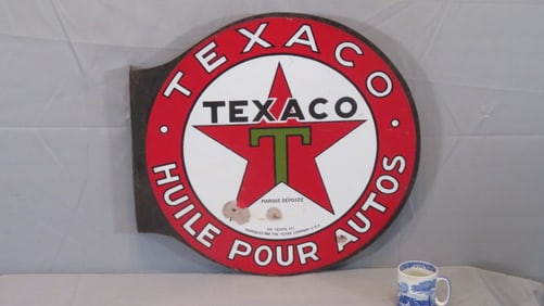 2-sided porcelain flange French Texaco sign