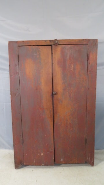 19th century plank door jelly cupboard in old red paint (1 of 6)