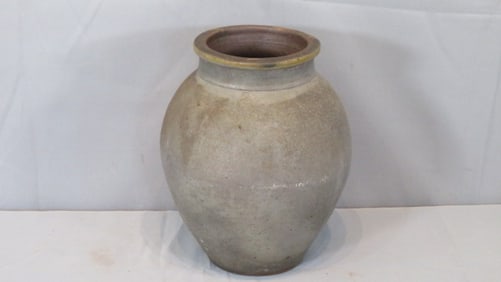 Early ovoid 2-gal Parke Co. IN stoneware jar signed D.L. Atcheson