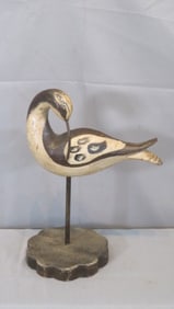 Contemporary wood curlew shore bird with glass eyes
