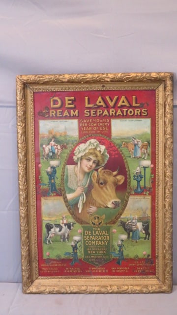 Tin framed DeLaval advertising sign (1 of 5)