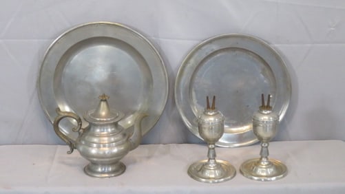 5 pieces of 19th century pewter