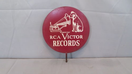 2 sided RCA Victor Records sign with Nipper