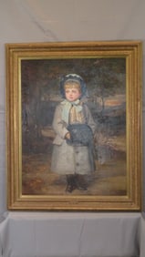 19th century O/C portrait of girl attributed to Annie Louisa Swynnerton