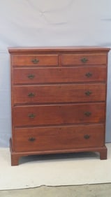 Early 19th century cherry 6-drawer high chest