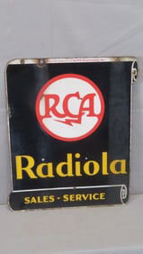 Porcelain 2-sided RCA Radiola Sales - Service 4-color sign