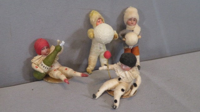 4 Heubach type cotton snow baby ornaments (1 of 6)
